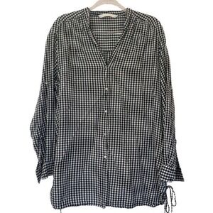 Zara Trafaluc Black/White Gingham Long Sleeve Shirt Sz XL